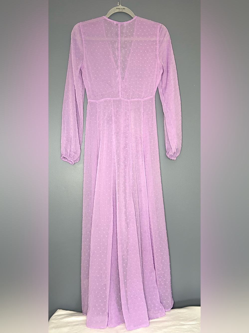 Express X Rocky Barnes Dress XS Purple Sheer Chiffon Maxi Flowy Fairy Gypsy - Picture 4 of 15